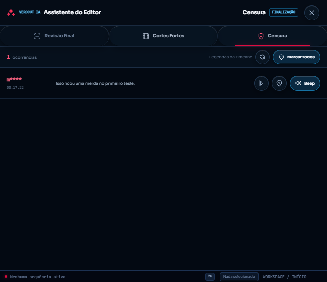 Censura assistida no VeroCut IA