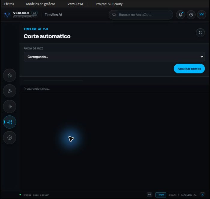 Novo Timeline AI 2.0 do VeroCut IA